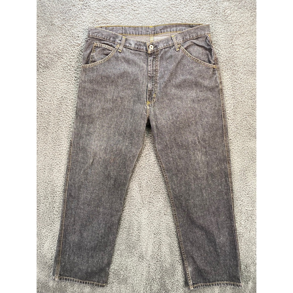 Polo Jeans Co Leather Trim Carpenter Baggy Jeans Mens 36x30 fits 38x30 Y2K EUC